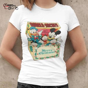 Donald Duck And Mickey Merry Christmas Box T shirt 1