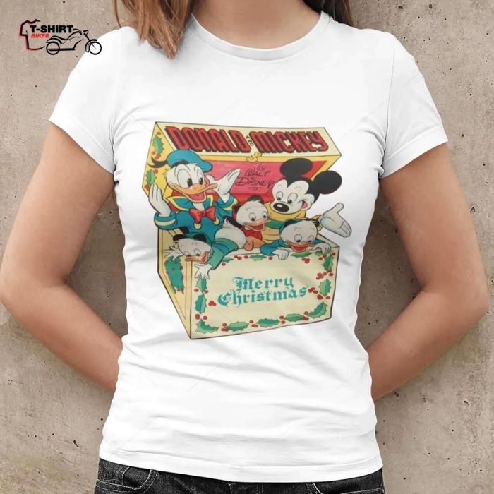 Donald Duck And Mickey Merry Christmas Box T shirt 1