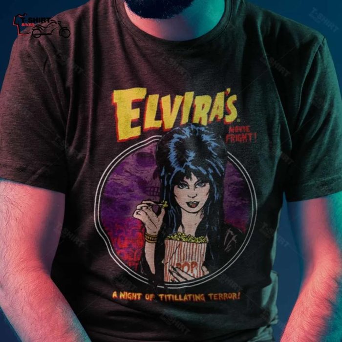 Elviras A Night Of Titillating Terror Halloween Horror Movie Vintage T shirt 1