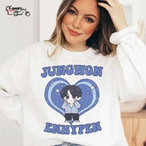ENHYPEN Jungwon Chibi Blue Heart T Shirt 1