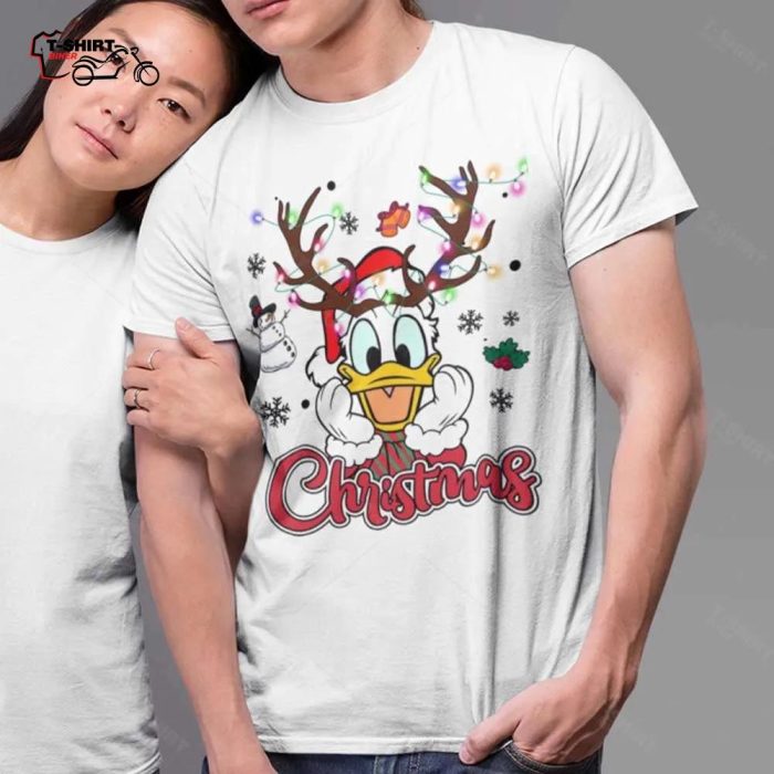 Donald Duck Reindeer Christmas White Tee Disney 1