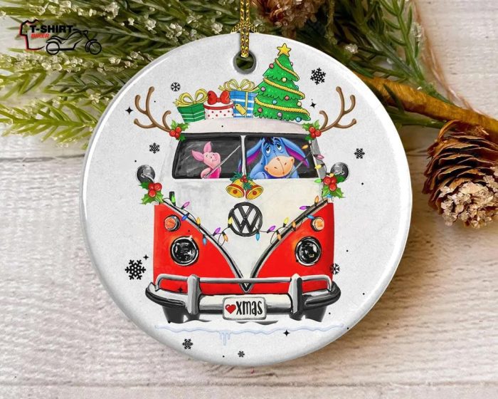 Eeyore Piglet Drive Hippie Car Christmas Ornament Winnie The Pooh 1