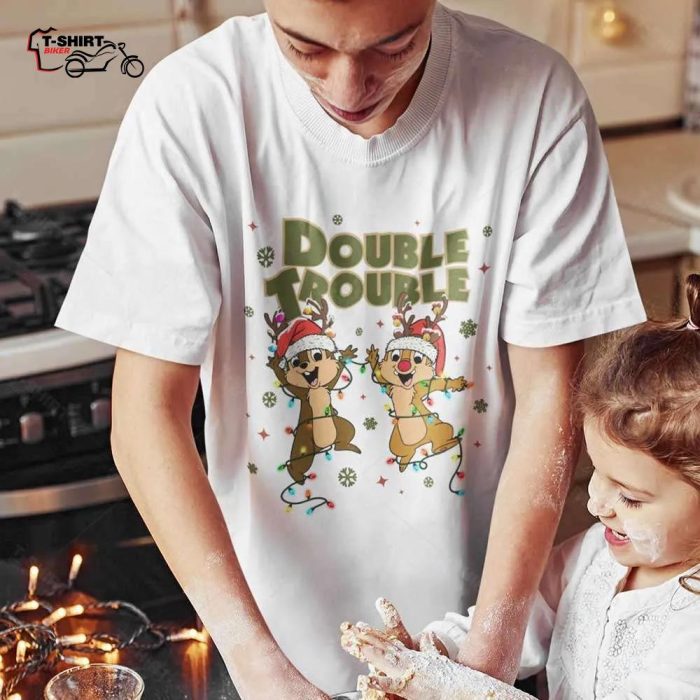Double Trouble Costume Santa Reindeer Light Christmas T shirt Chip n Dale 1