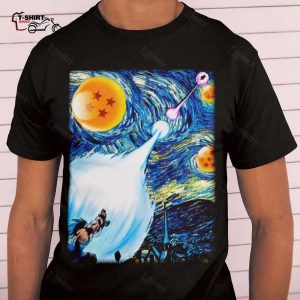 Dragon Ball Goku Kamehameha Vs Vegeta Starry Night Vintage Anime Tee 1