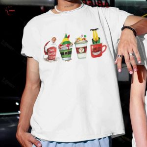 Elf Coffee Cup I Just Like To Smile Christmas T Shirt 1