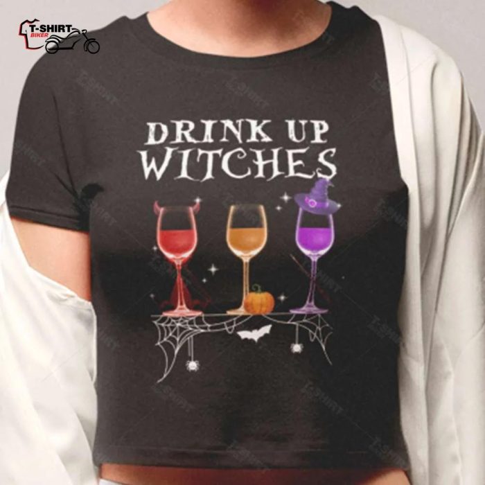 Drink Up Witches Shirt Wine Lover Devil Witch Broom T shirt 1