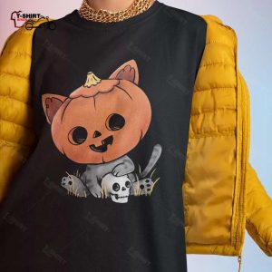 Fall Pumpkitty Halloween T shirt 1