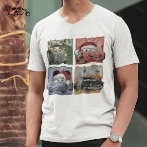 Fillmore Lightning Mc Queen Sally Carrera Sheriff Police Christmas T shirt Cars 1
