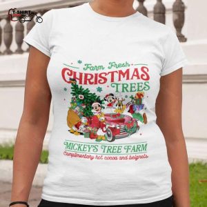 Farm Fresh Christmas Tree Farm Red Plaid Truck Mickey And Friends Christmas T shirt 1
