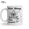 Fishing Fisherman Funny Eat Sleep Fish Repeat Fishermen Ceramic Mug 1