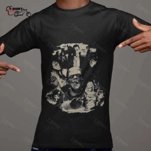 Frankenstein Monster Collage Vinage Horror T shirt 1