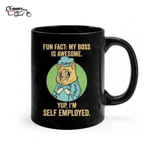 Fun Fact My Boss Is Awesome I m Self Employed Cat Baker Ceramic Mug 1
