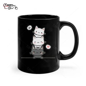 Funny Black Cat Cats Kitten Oops Heart Love Meow Women Men Ceramic Mug 1