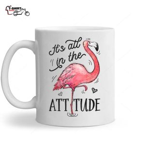 Flamingo Its All In The Attitude Funny Pink Bird Watercolor Ceramic Mug 1