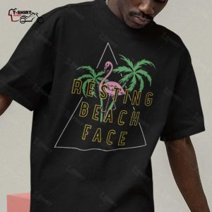 Flamingo Sumer Resting Beach Face Animal Holiday T shirt 1