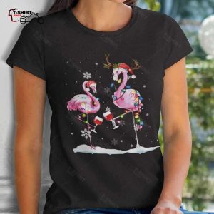 Flamingo Wine Flamingo Christmas T shirt 1