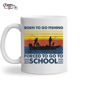 Funny Fishing Bass Fish Fisherman Kids Born To Go Fishing Ceramic Mug 1