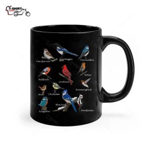 Garden Birds Cardinal Blue Jay Hummingbird Robin Wren Finch Ceramic Mug 1
