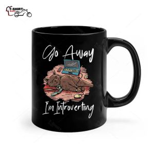 Go Away Im Introverting Funny Working Introvert Cat Ceramic Mug 1
