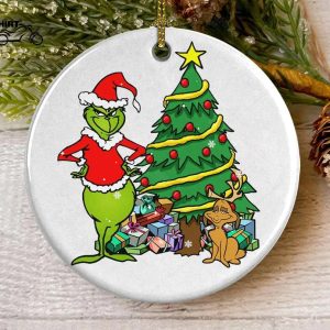 Grinch And Max Under Tree Gifts Christmas Ornament 1