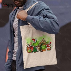 Grinch Coffee Latte Drink Christmas Tote Bag 1