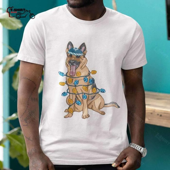 German Shepherd Light Hanukkah T shirt 1