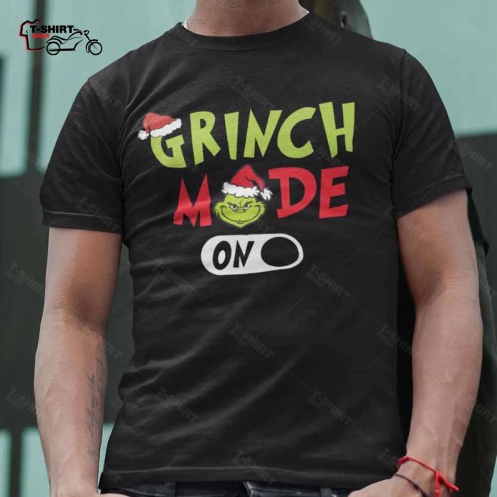 Grinch Mode On Christmas Black Tee 1