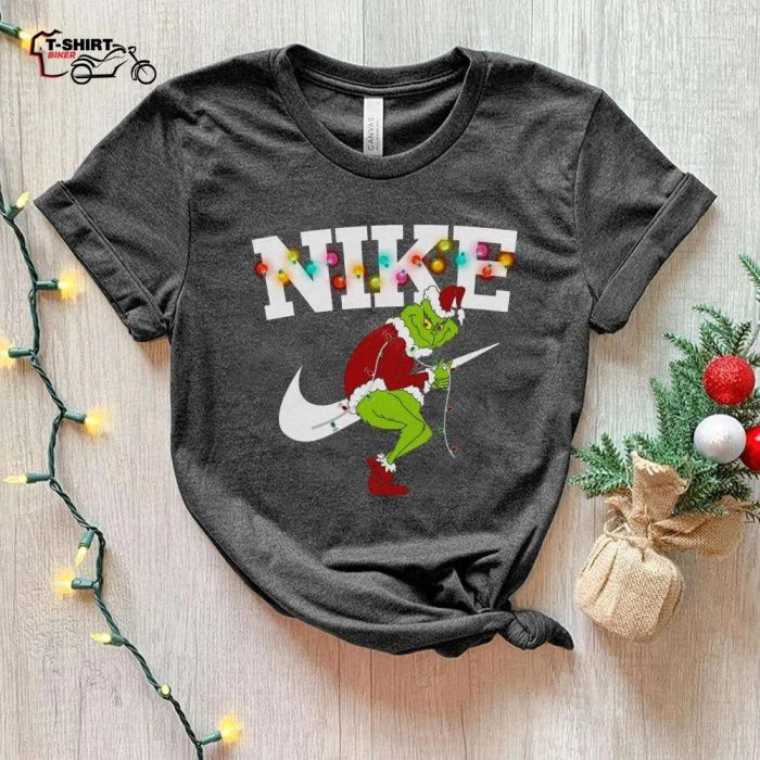 Grinch Nike Christmas Lights T Shirt 1