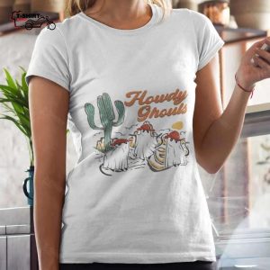Ghost Cat Howdy Ghouls Halloween T shirt 1