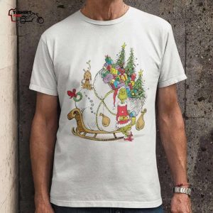Grinch Santa Max Reindeer Sleigh Huge Bag Gifts Christmas T shirt 1