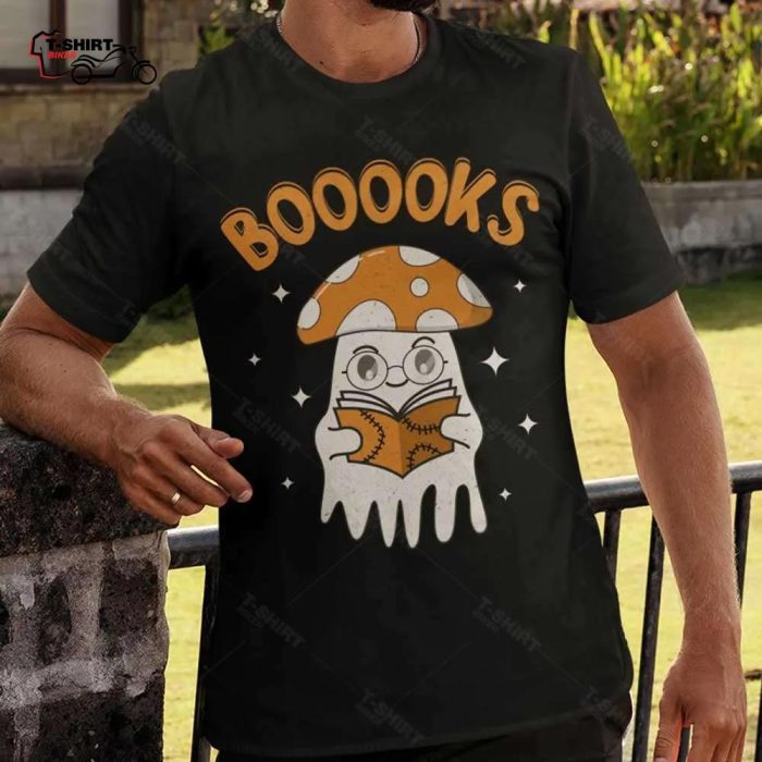 Ghost Mushroom Booooks Halloween T shirt 1