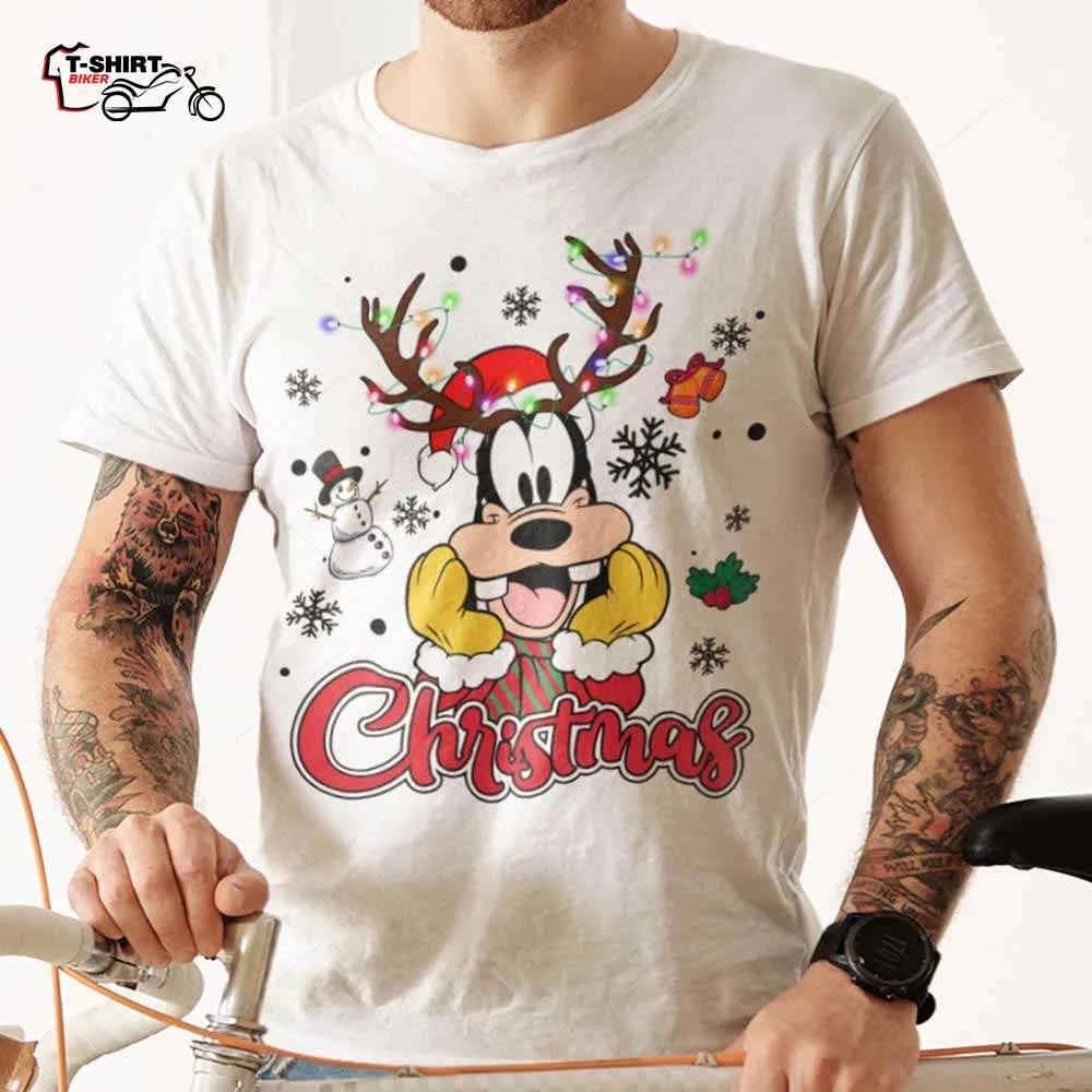 Goofy Santa Reindeer Christmas White Tee Disney Goofy Santa Reindeer Christmas White Tee Disney